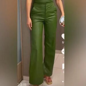 Women's faux leather Zara  Green Pants size large